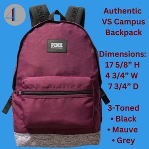 Victoria's Secret VS Pink Campus Backpack Bag Maroon/Mauve & Heather Grey